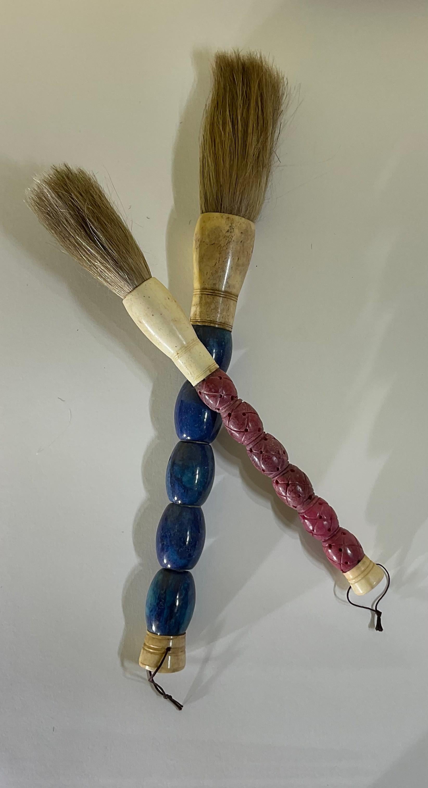 Hand-Carved Pair Of calligraphy Brushes 