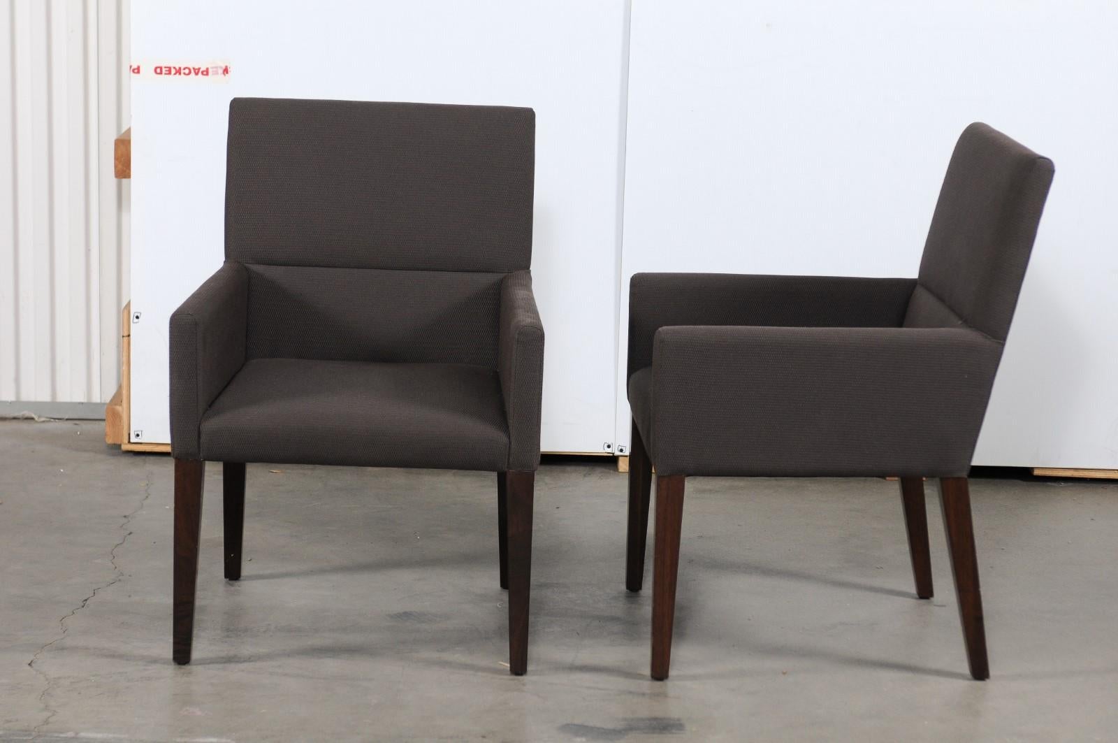 Upholstery Pair of Calvin Klein Home Contemporary Upholstered Armchairs For Sale