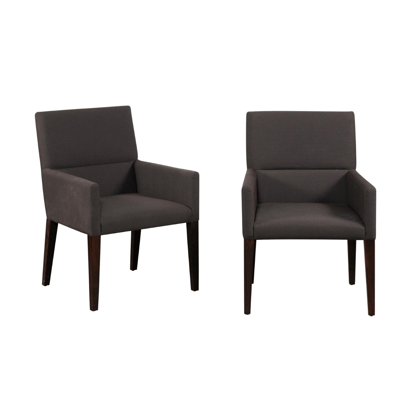 Pair of Calvin Klein Home Contemporary Upholstered Armchairs For Sale