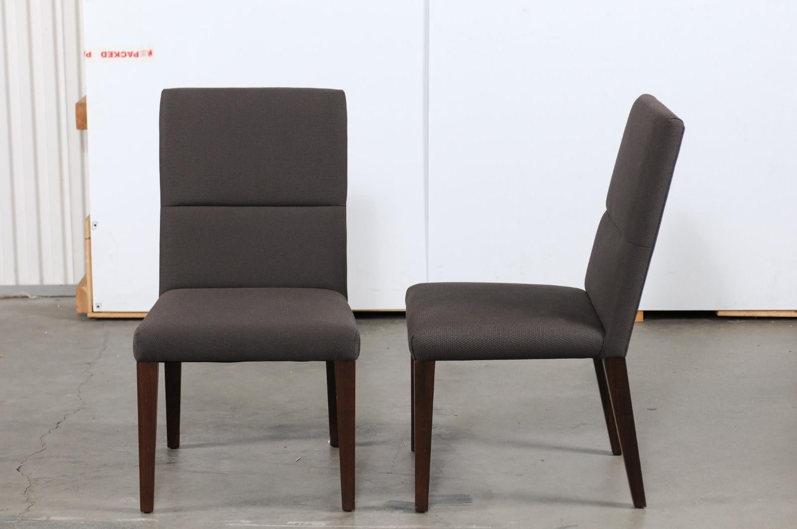 Upholstery Pair of Calvin Klein Home Contemporary Upholstered Side Chairs For Sale