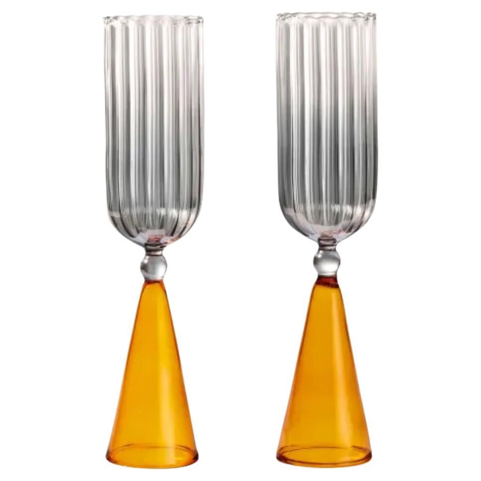 Pair of Calypso Flute Glasses by Serena Confalonieri For Sale at 1stDibs
