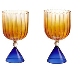 Pair of Calypso Wine Glasses by Serena Confalonieri