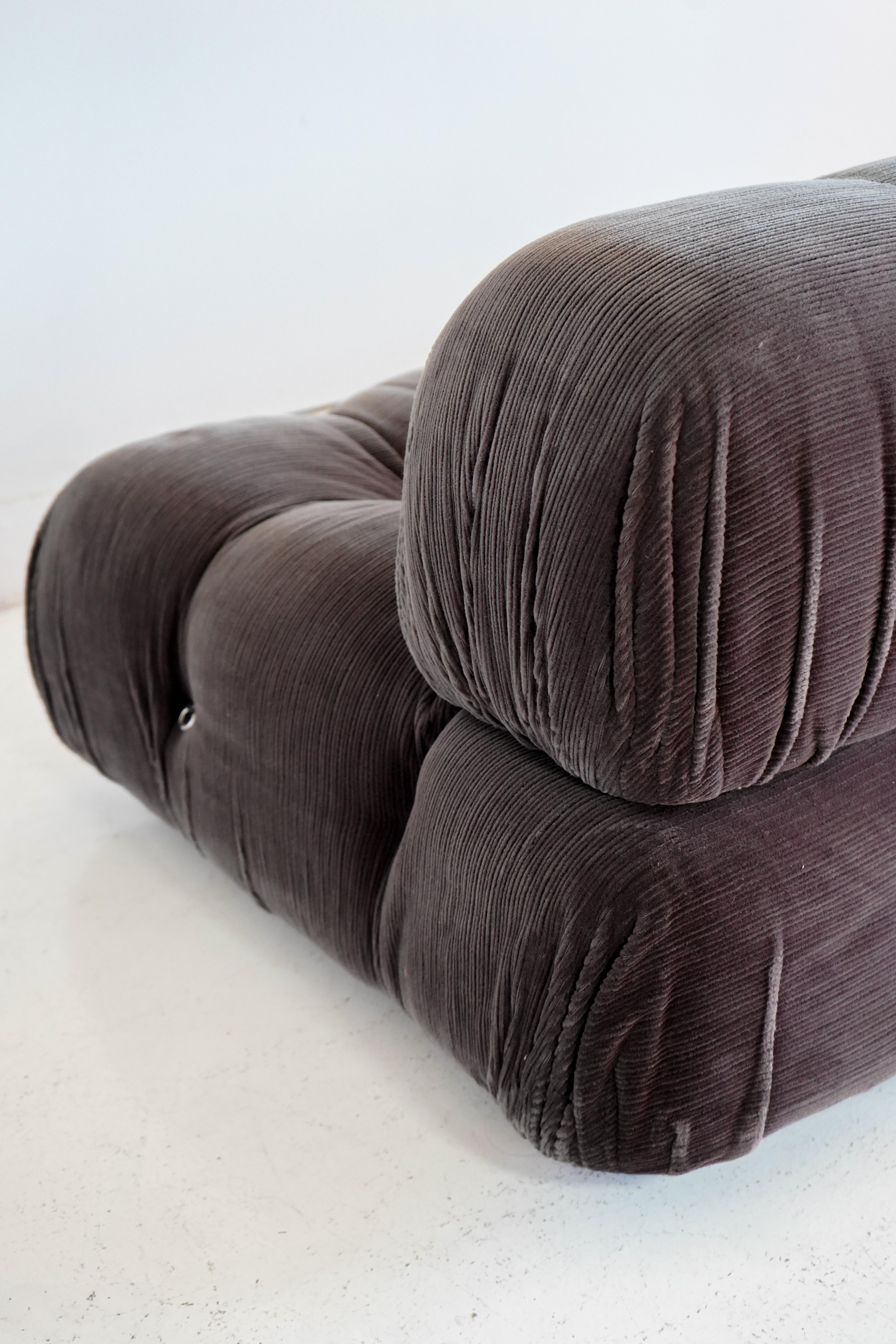 Velvet Pair of Camaleonda Lounge Chairs/Sofa by Mario Bellini for B&B Italia, Signed For Sale