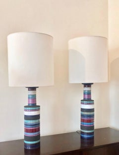 Pair of "Cambogia" Table Lamps by Aldo Londi for Bitossi, Raymor, Italy, 1950s