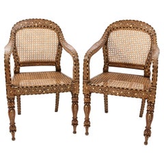 Pair of Camel Bone Open Armchairs