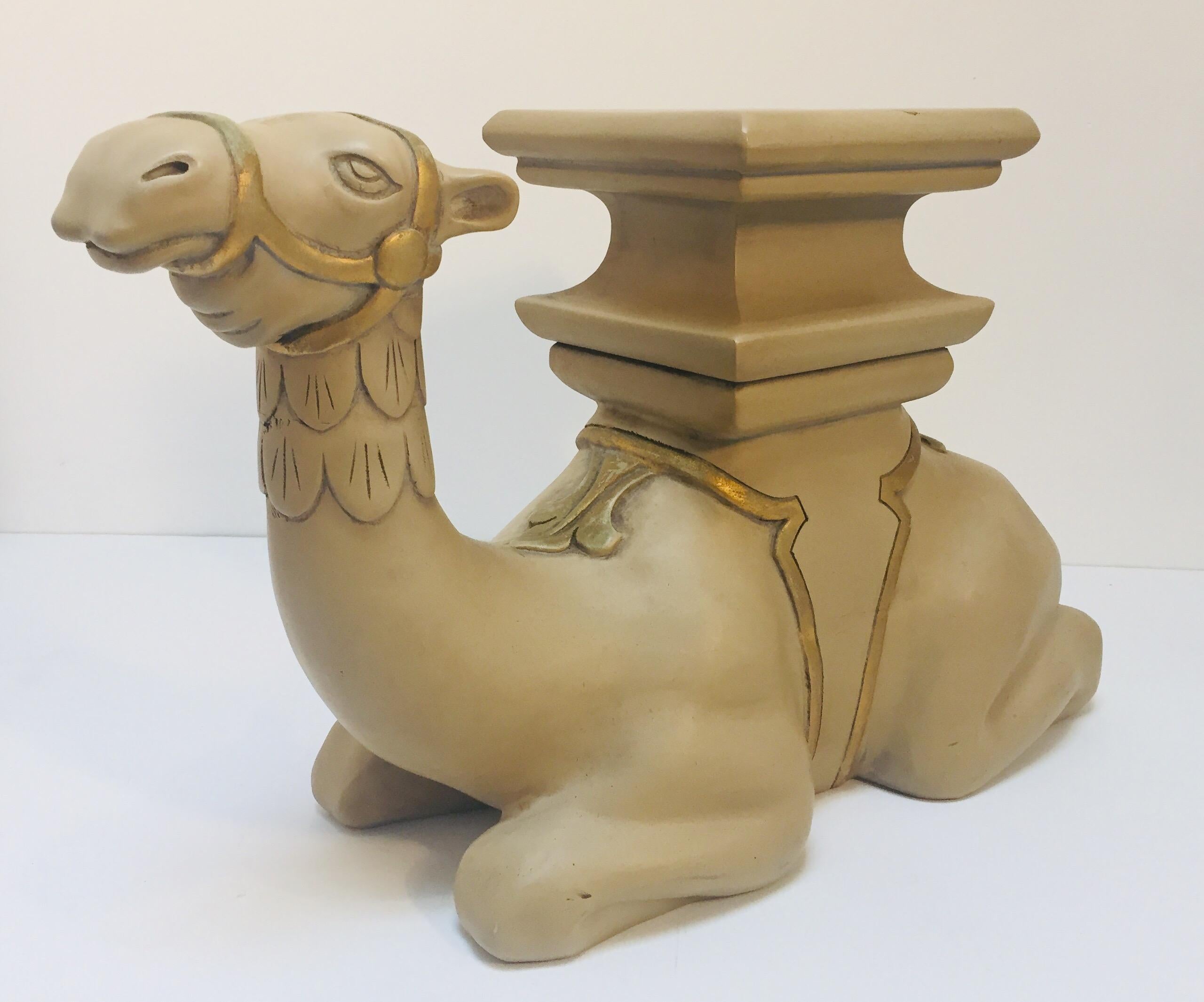 Hollywood Regency Pair of Camel Sculptures Stools or Side Tables