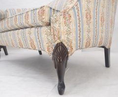 Pair of Camelback Loveseat Blue & White Striped & Floral Upholstery MINT!