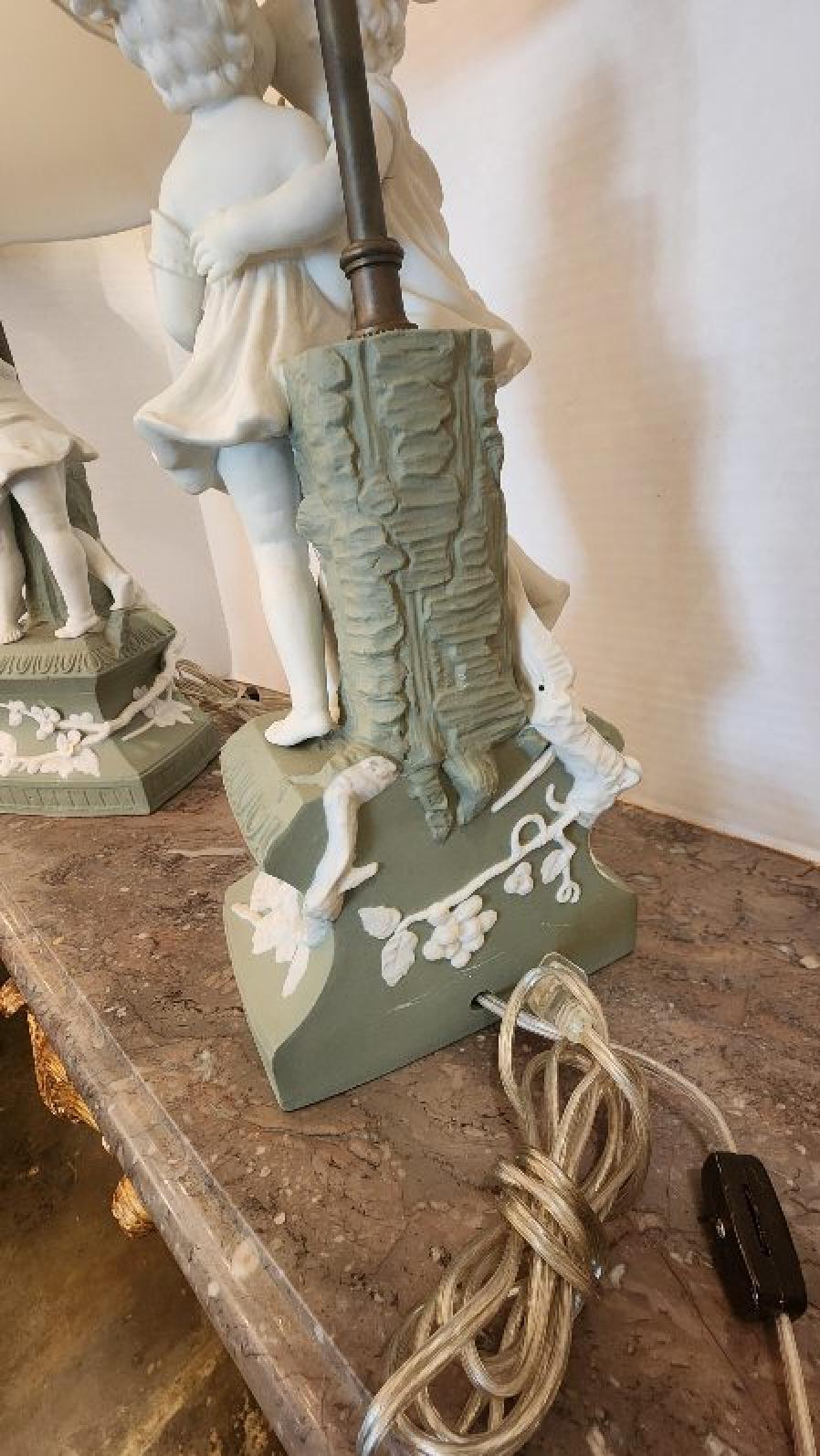 Paire de lampes en porcelaine de style jaspe camée en vente 5