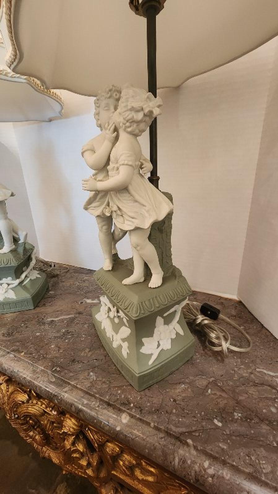Paire de lampes en porcelaine de style jaspe camée en vente 6