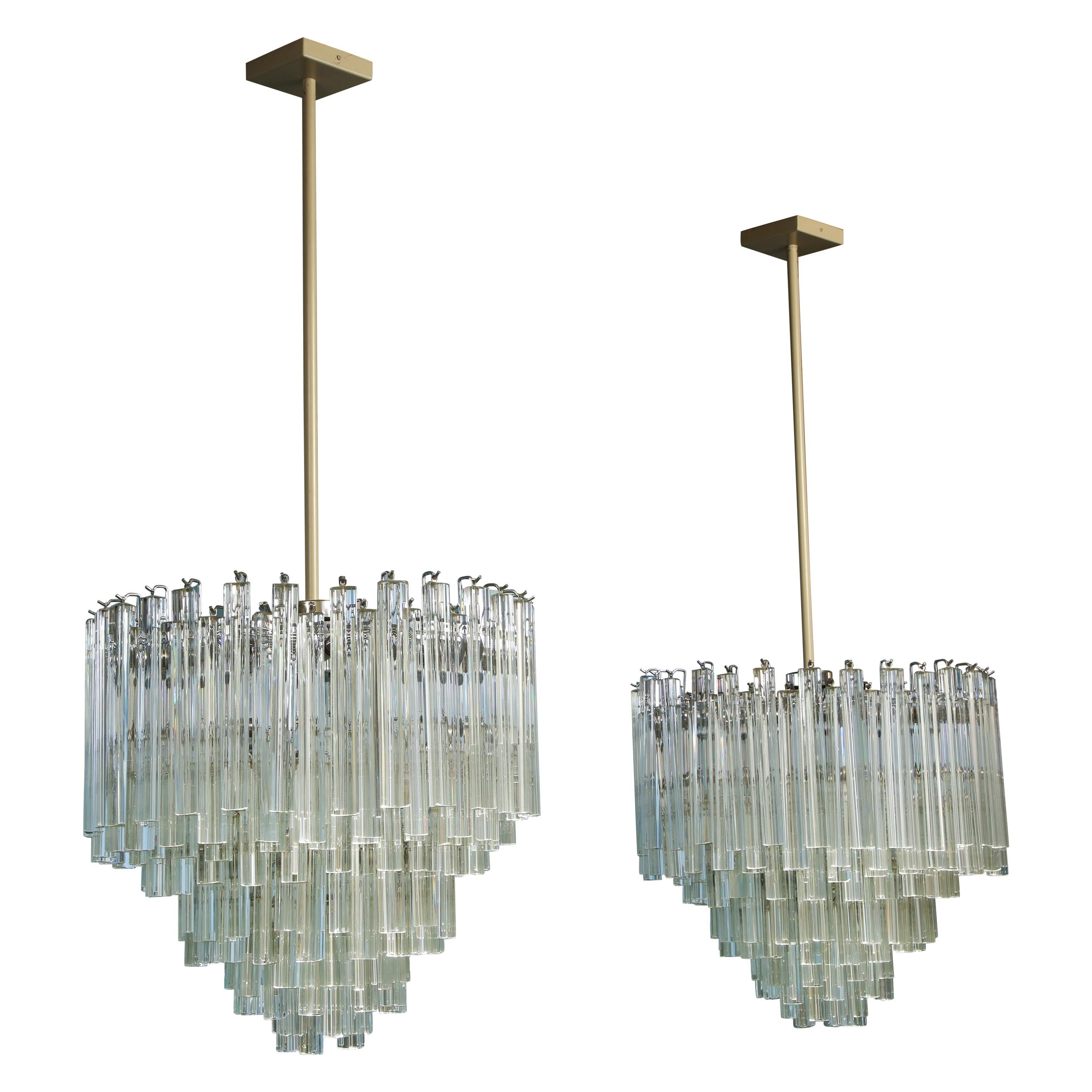 Pair of Camer Large Scale Crystal Chandeliers