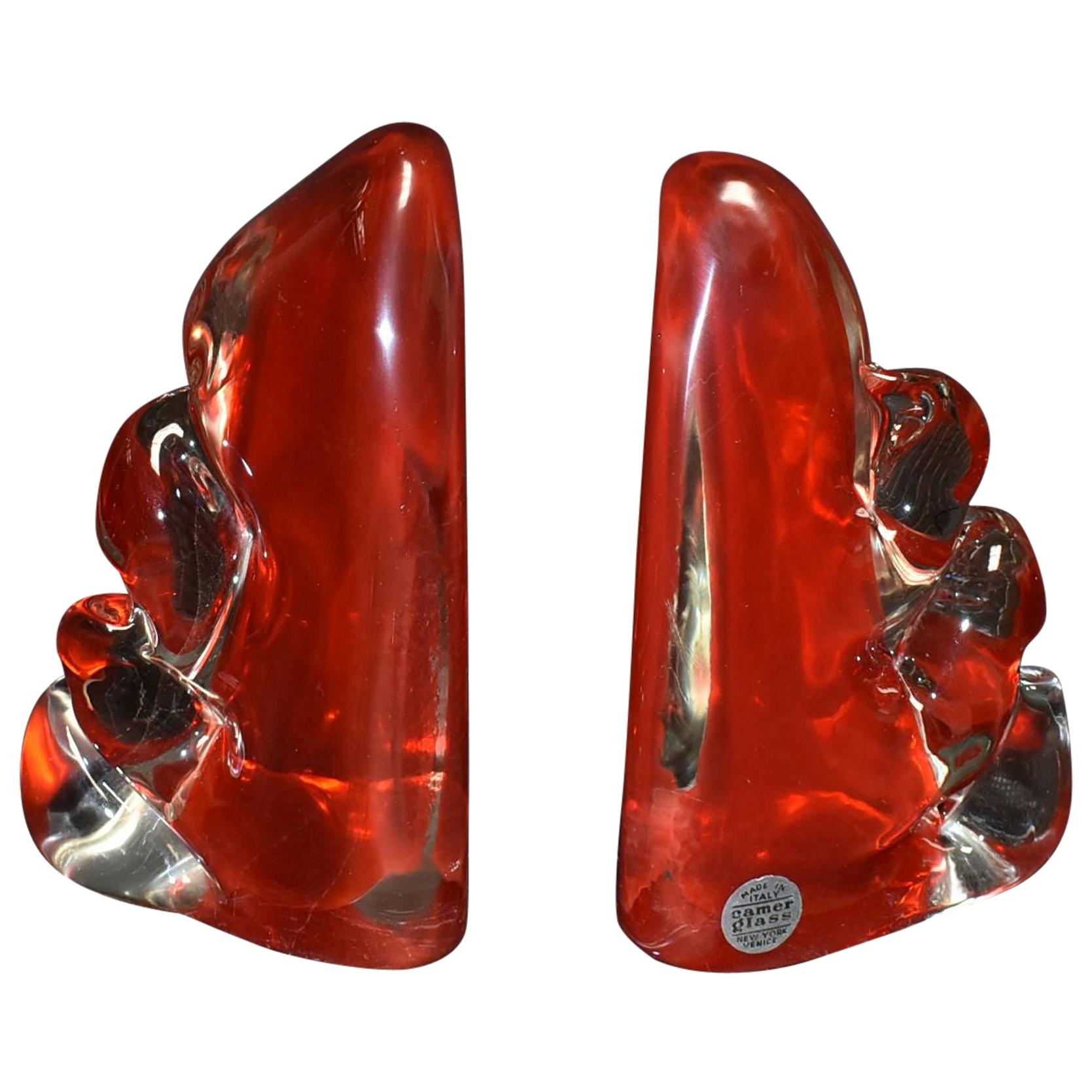 Pair of Camer Murano Glass Bookends