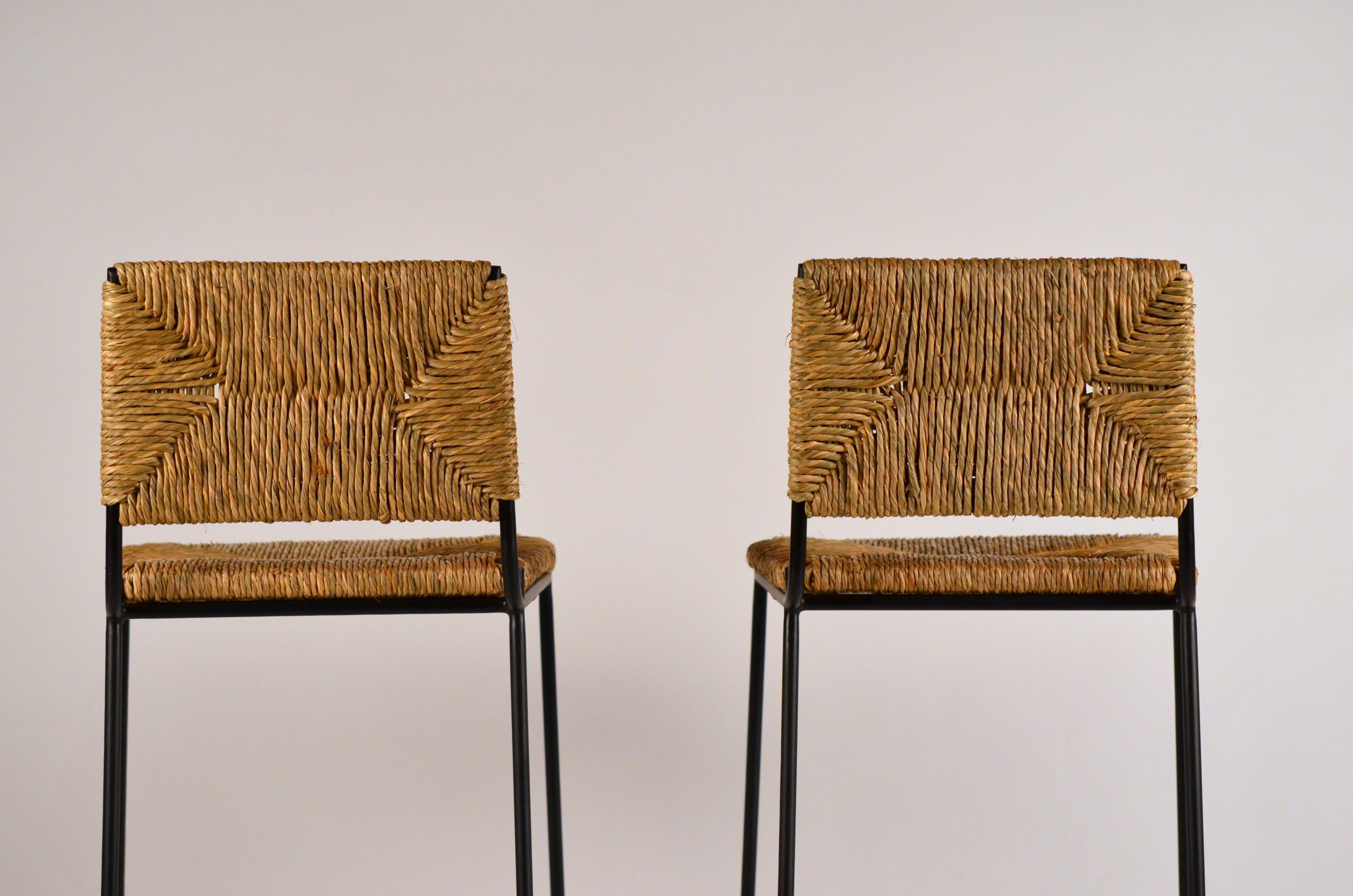 American Pair of 'Campagne' Counter Height Stools by Design Frères For Sale