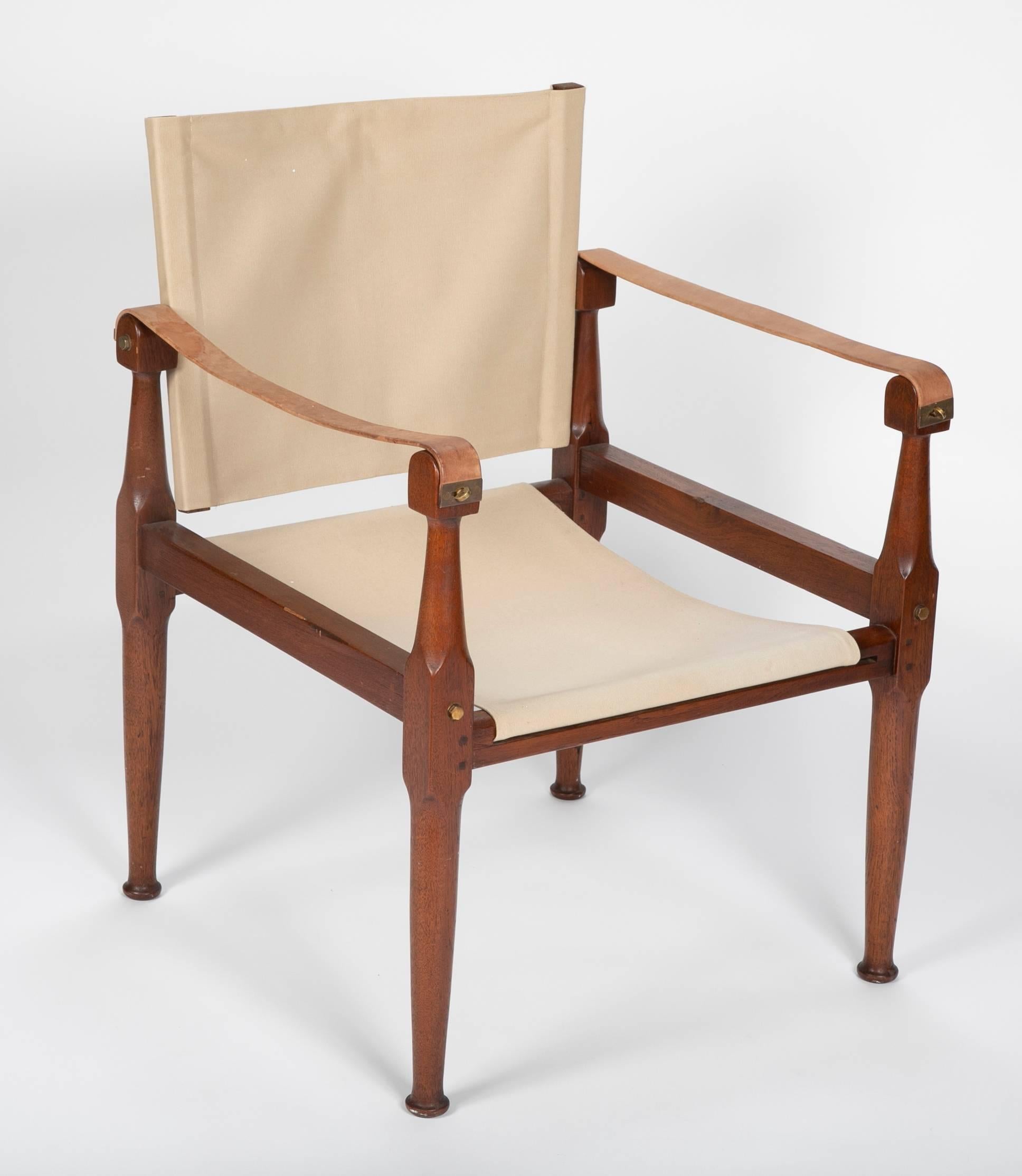 Mid-Century Modern Pair of Campaign Chairs in the Manner of Karre Klint