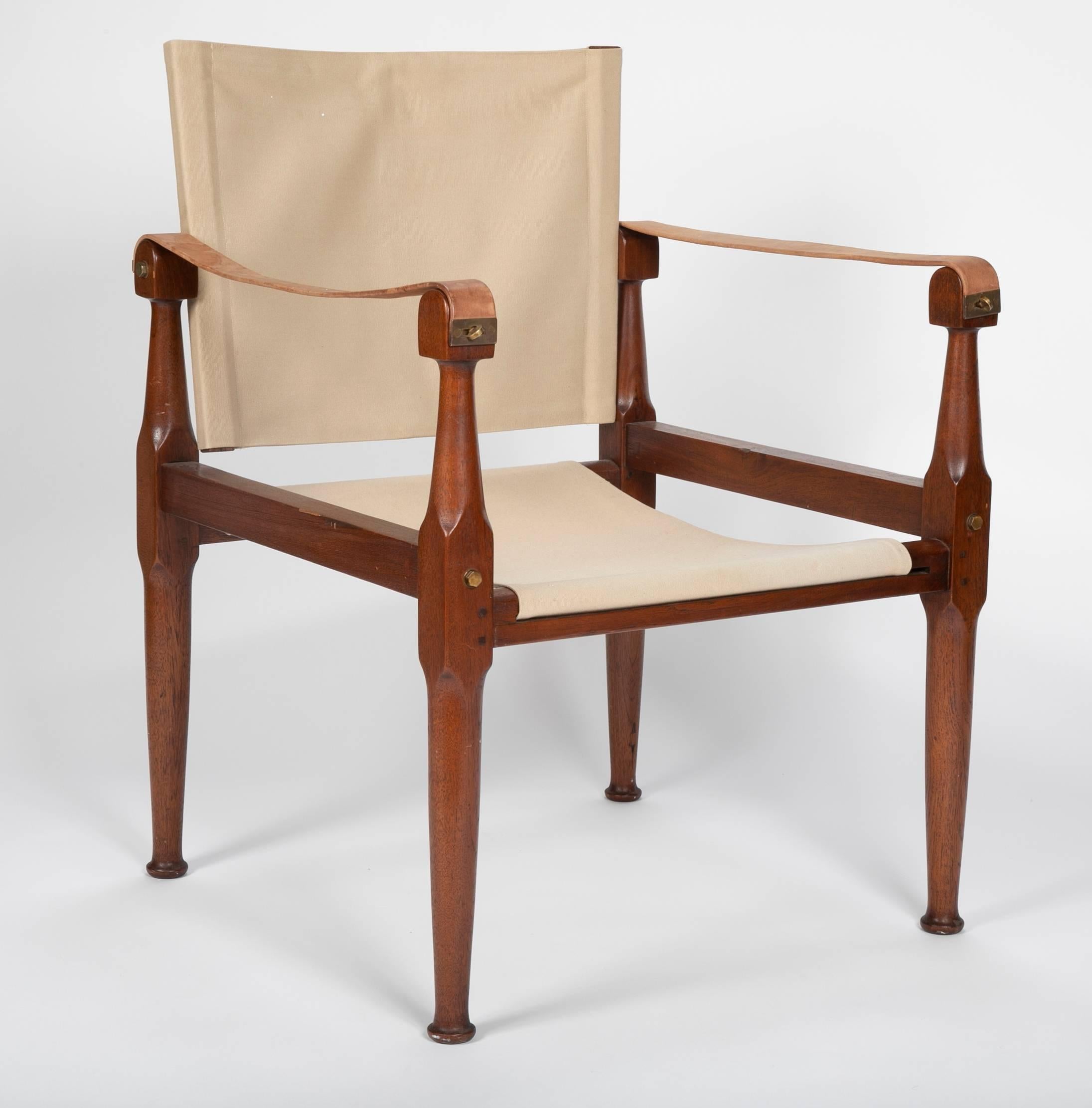 Danish Pair of Campaign Chairs in the Manner of Karre Klint