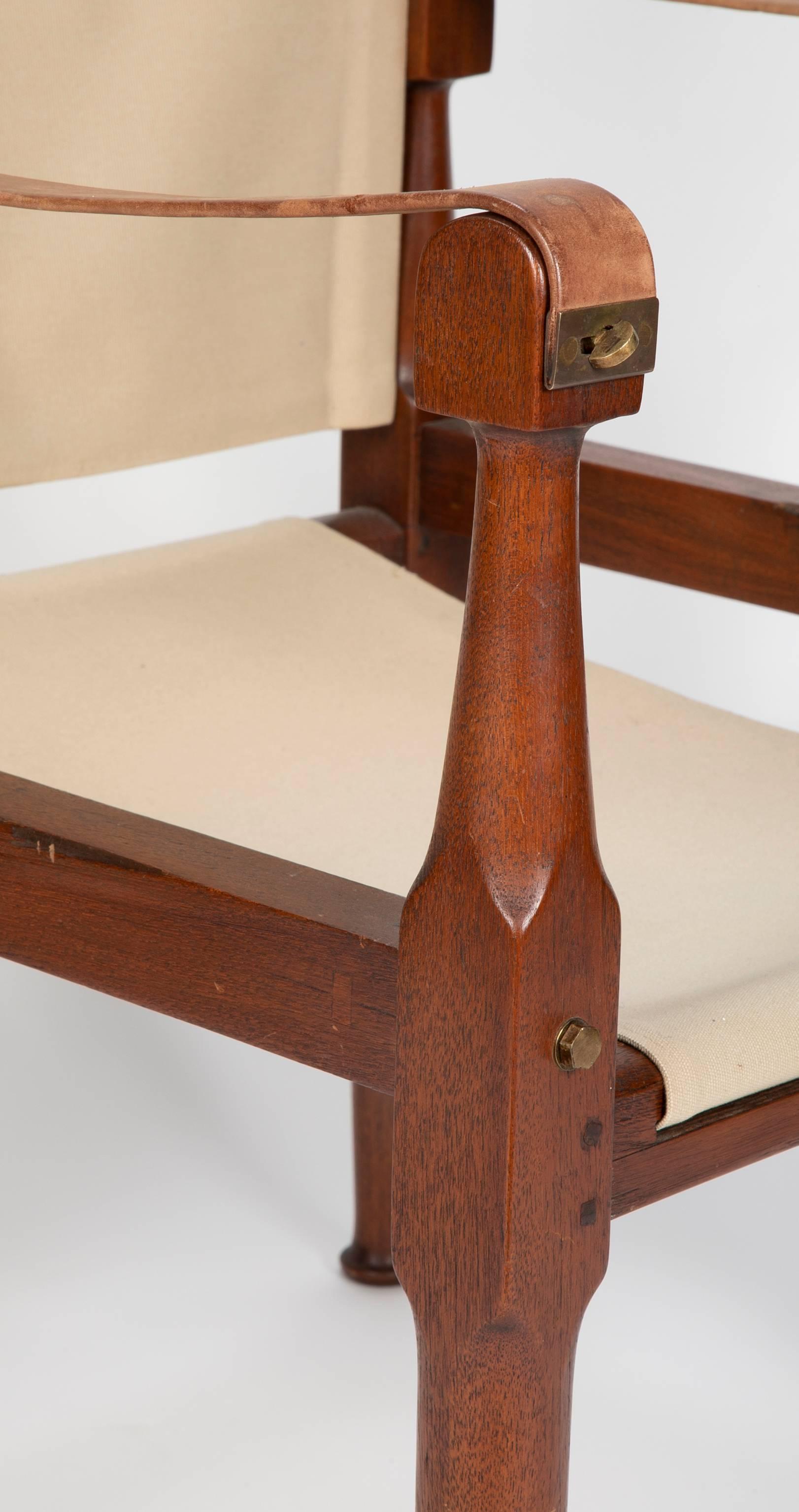 Mid-20th Century Pair of Campaign Chairs in the Manner of Karre Klint