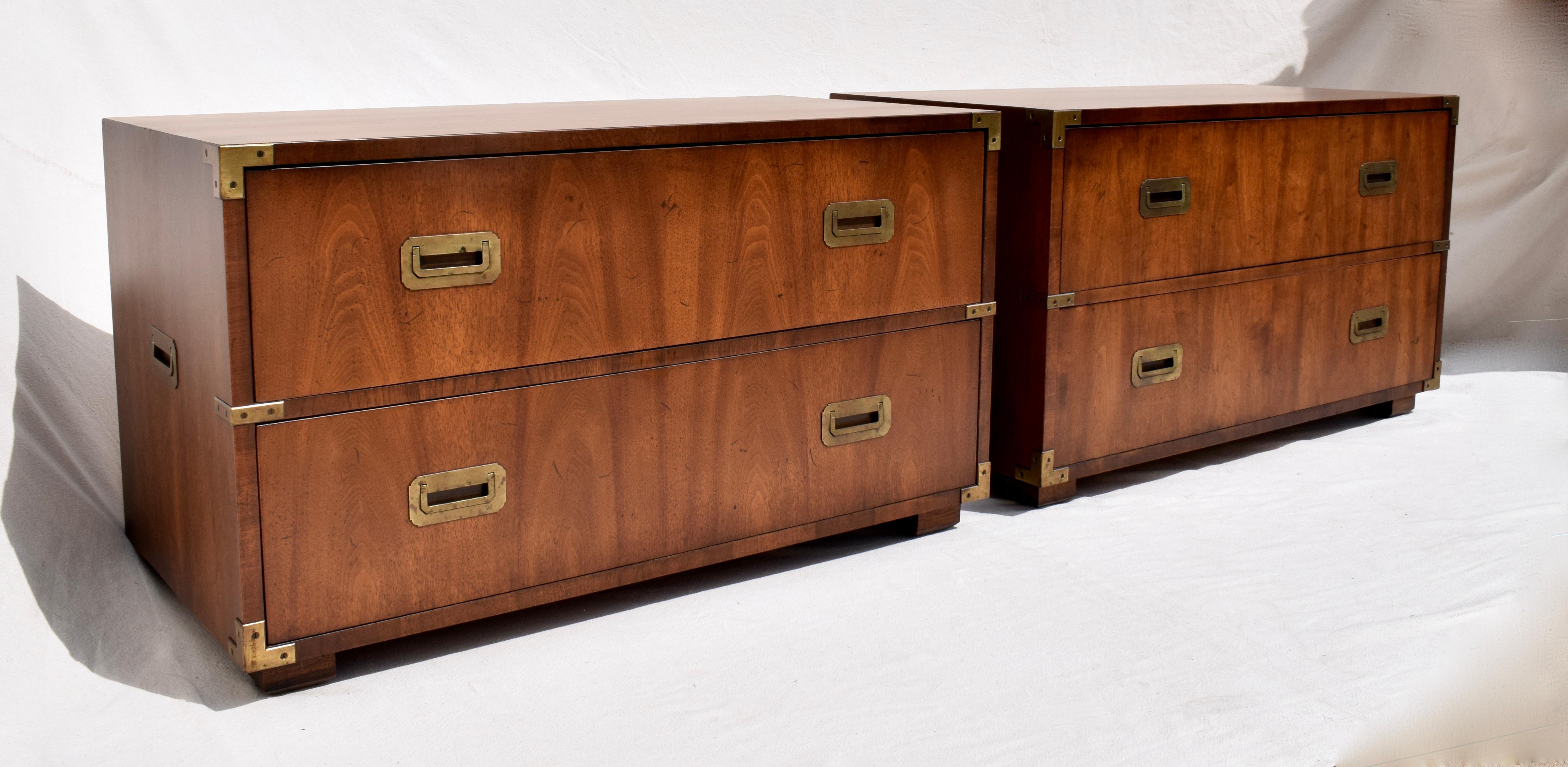 Late 20th Century Pair of Campaign Chests by Henredon