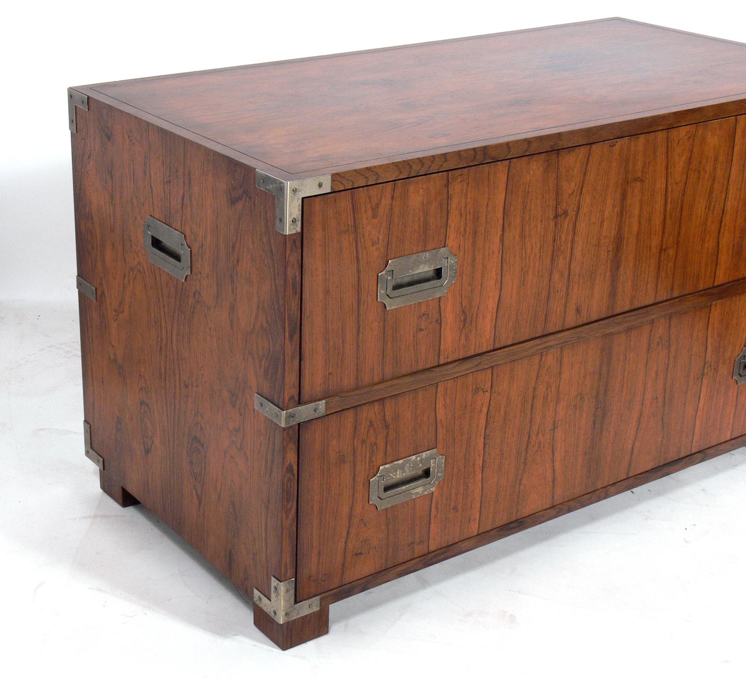 North American Pair of Campaign Chests or Nightstands