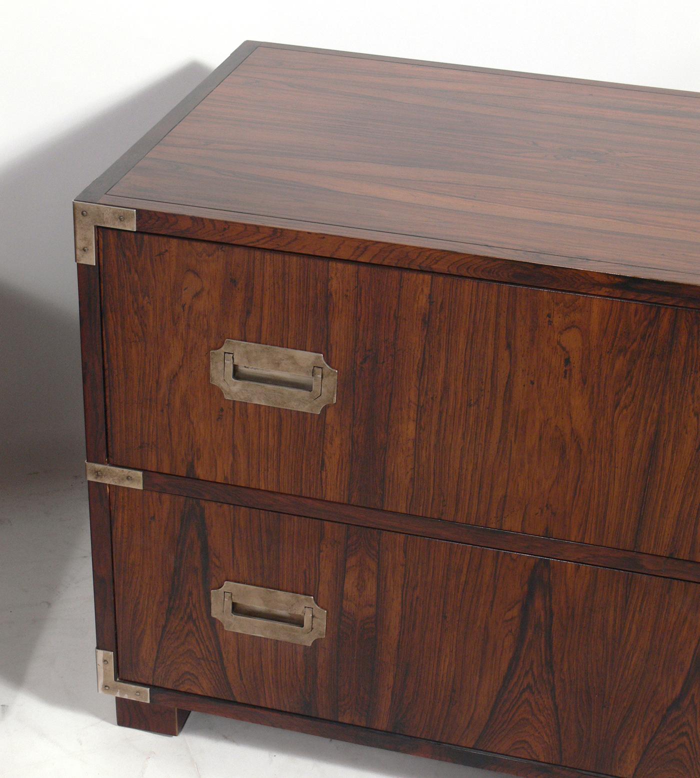 Plated Pair of Campaign Chests or Nightstands