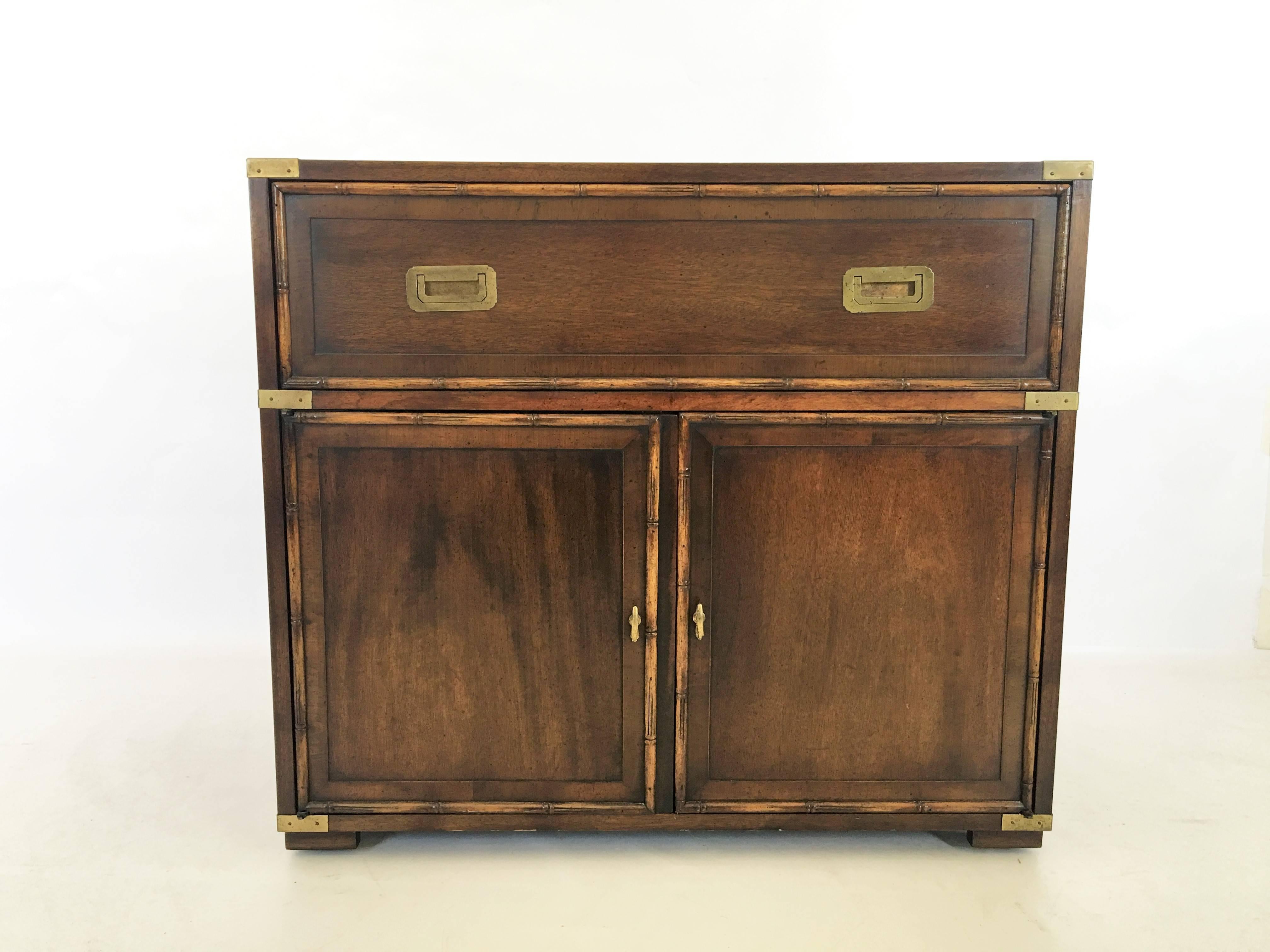 Pair of Campaign Dressers by Hekman Furniture For Sale 4