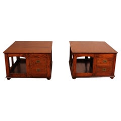 Antique Pair Of Campaign End Tables Or Bedside Tables - England