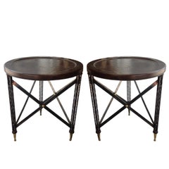  Pair of  "Campaign" Inspired Midcentury End Tables