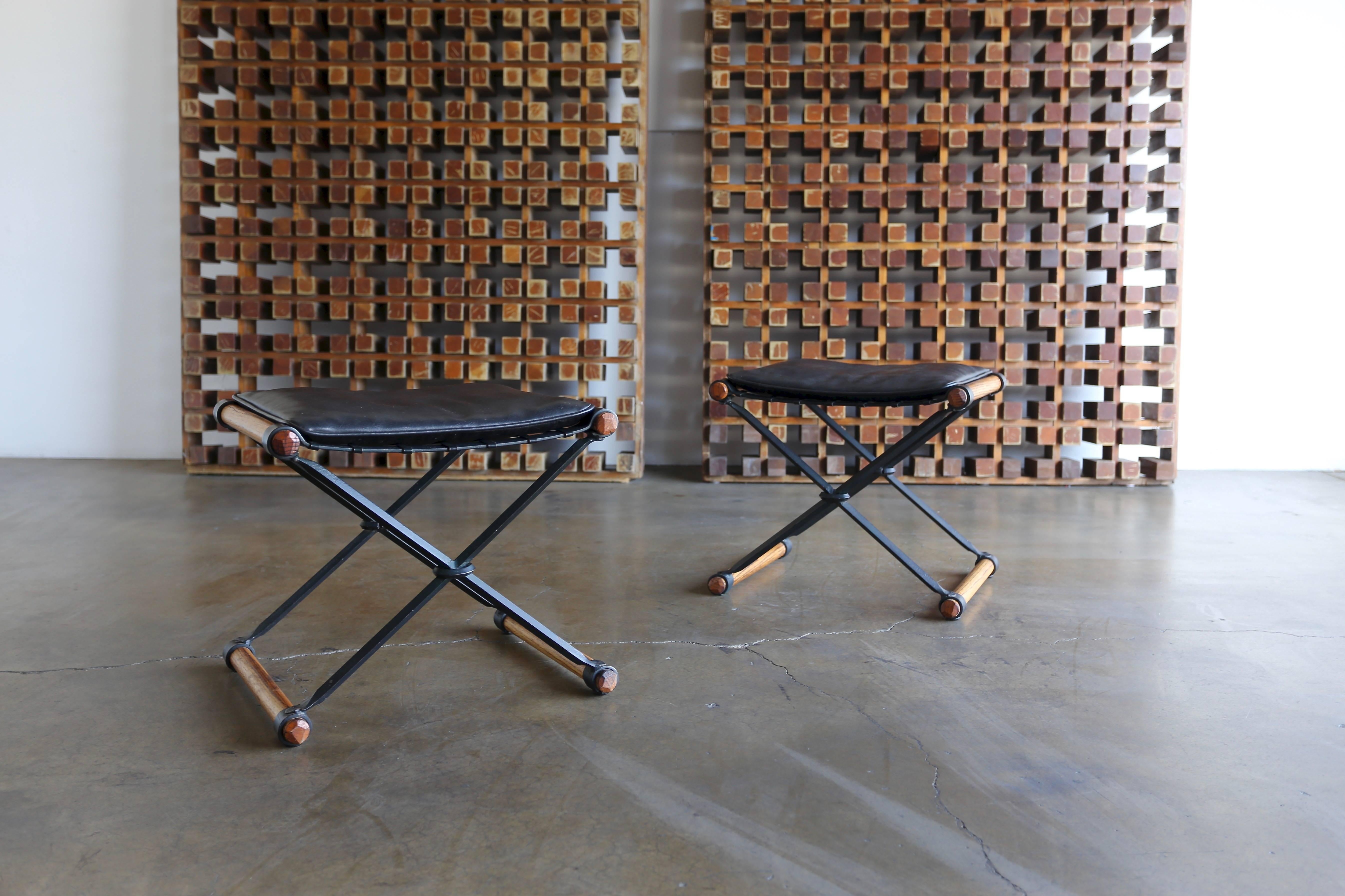 Mid-Century Modern Pair of Campaign Stools by Cleo Baldon for Terra
