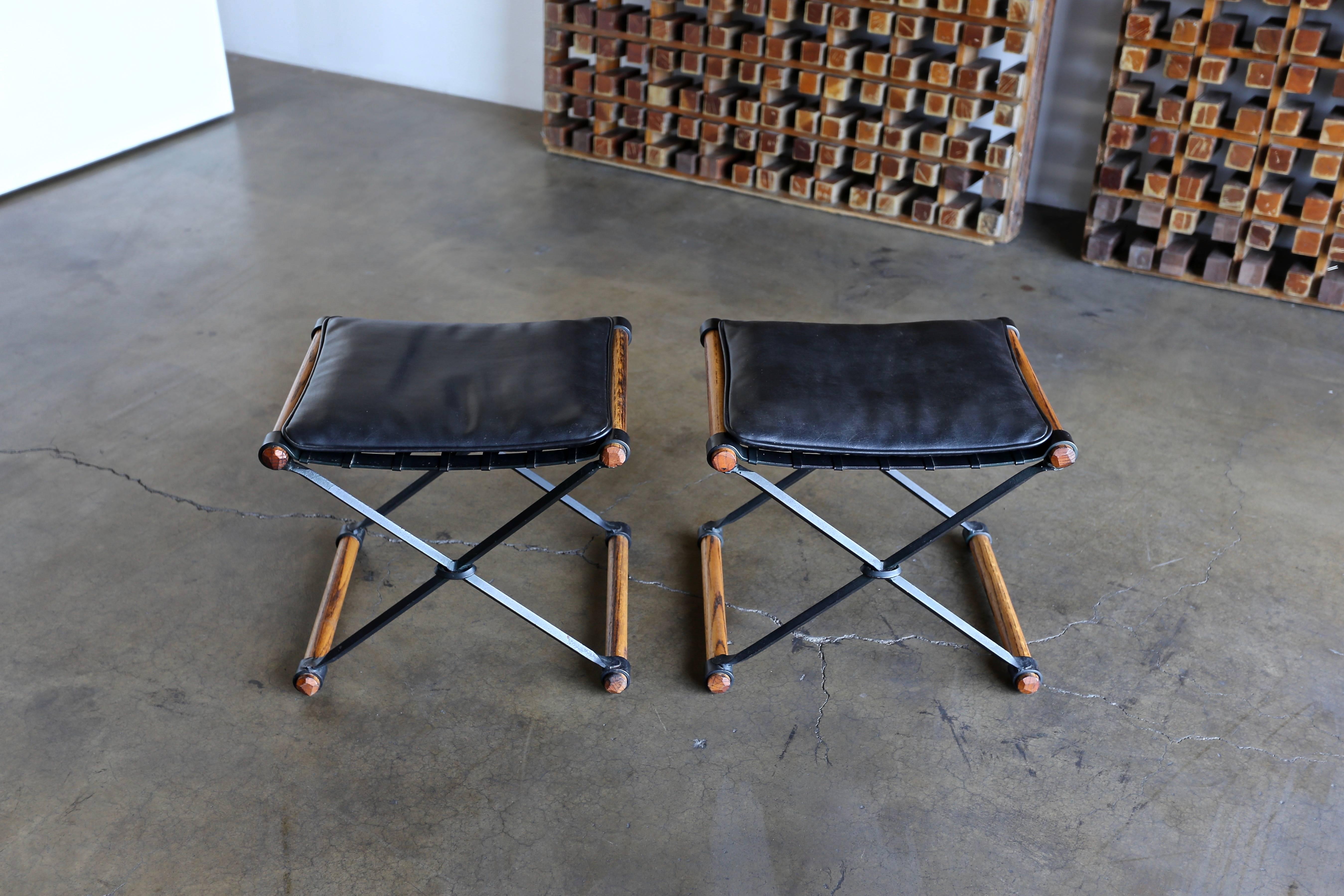 American Pair of Campaign Stools by Cleo Baldon for Terra