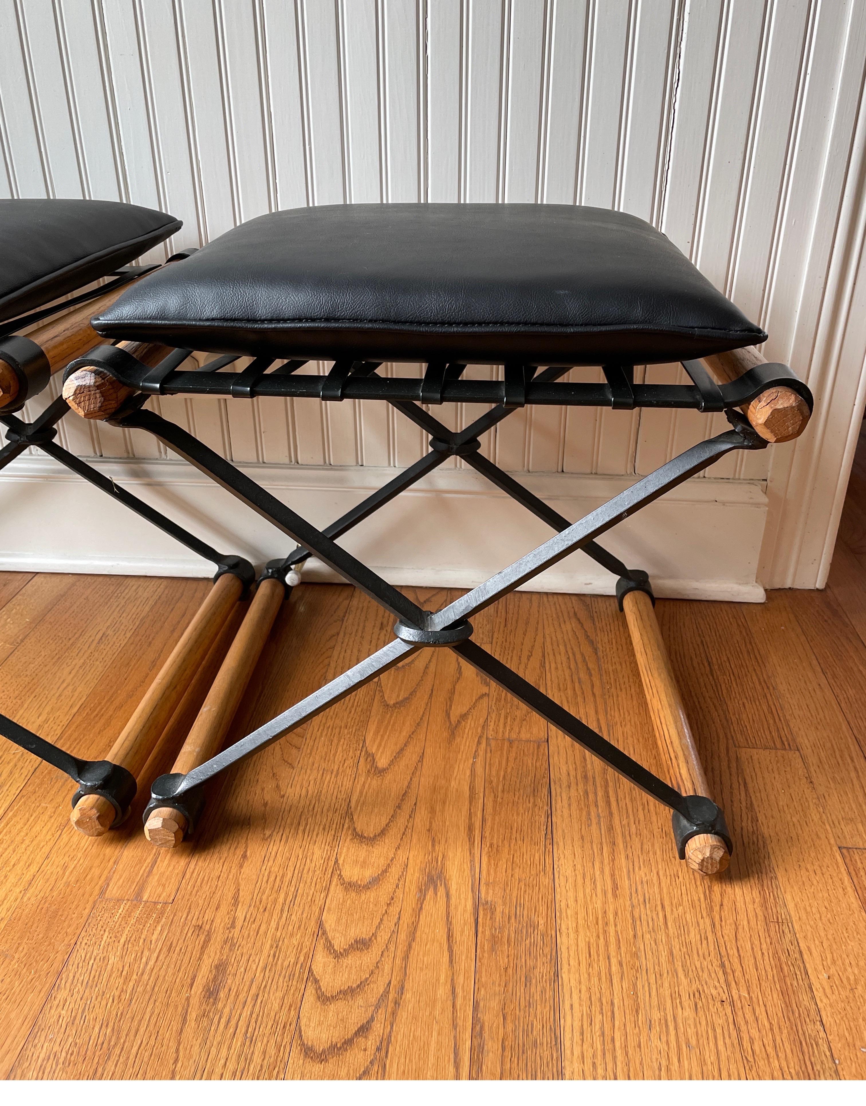 American Pair of Campaign Stools by Cleo Baldon for Terra Furniture