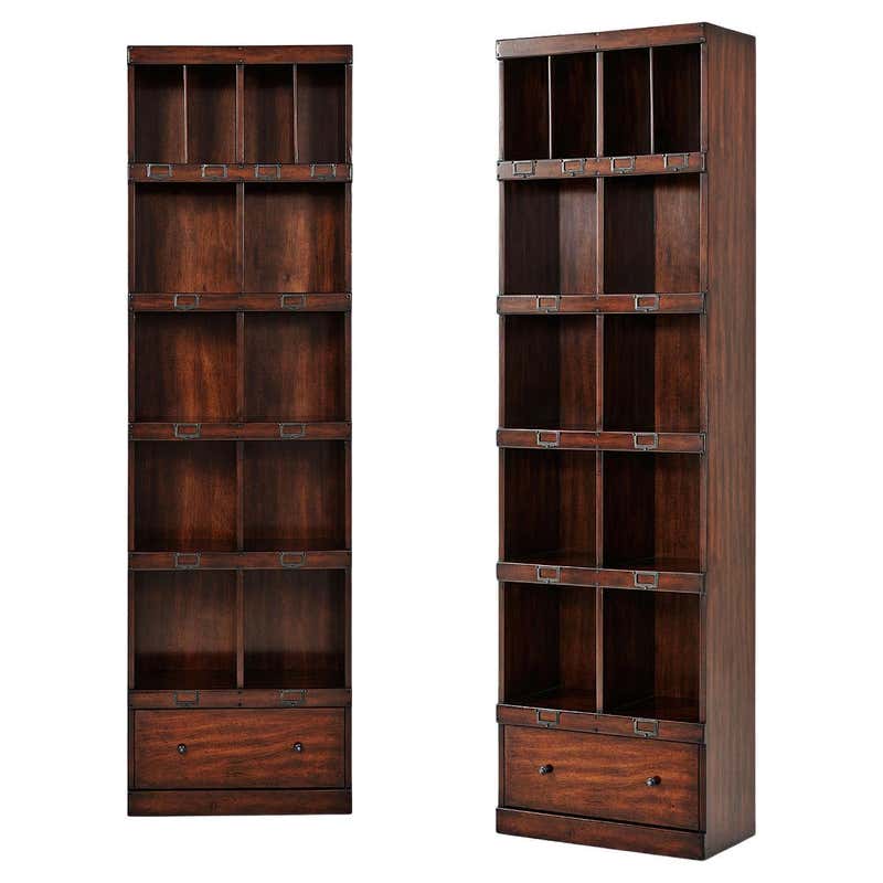 Matching Pair of Mahogany Double Sided Bookcases on Wheels Great Room ...
