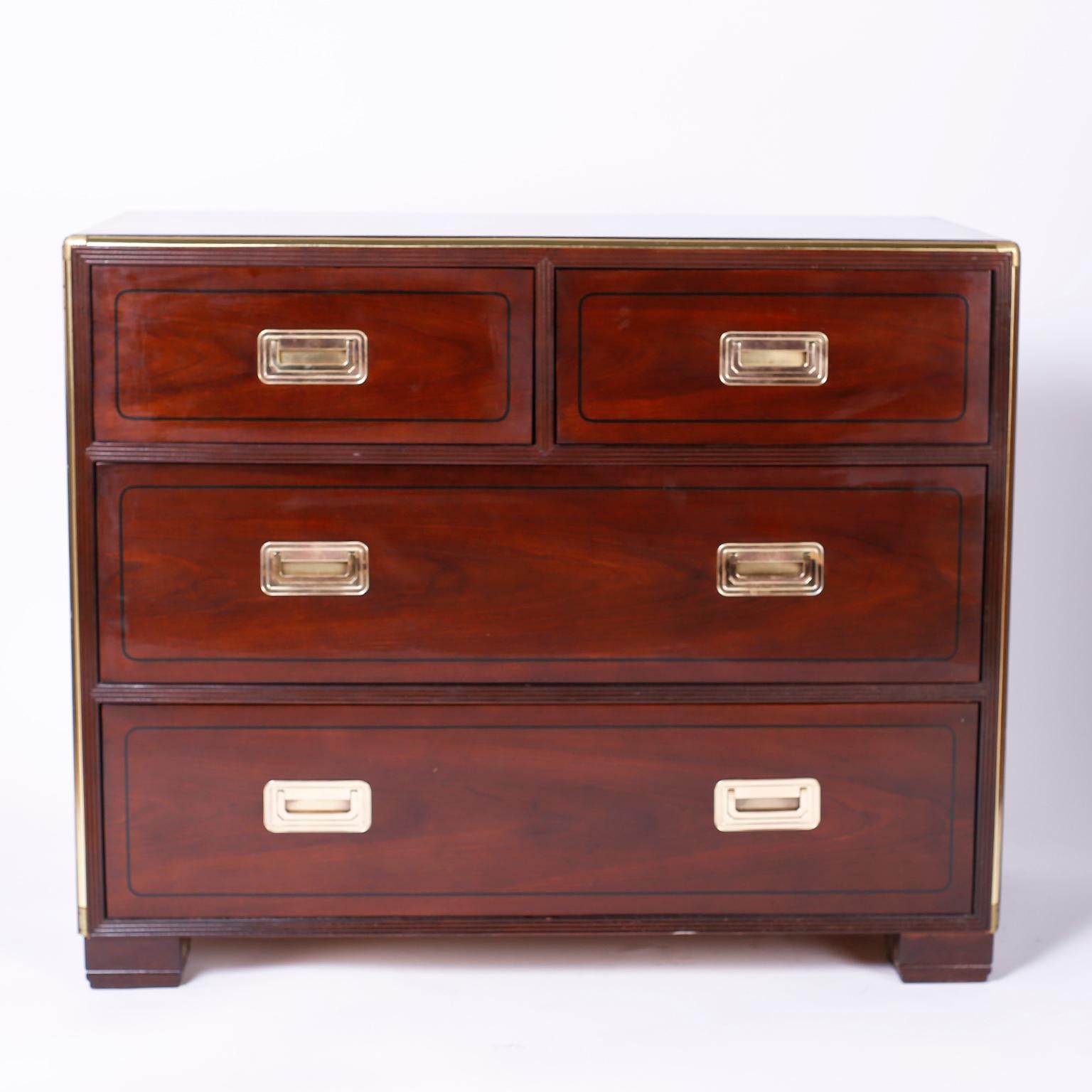 Pair of Campaign Style Chests In Good Condition In Palm Beach, FL