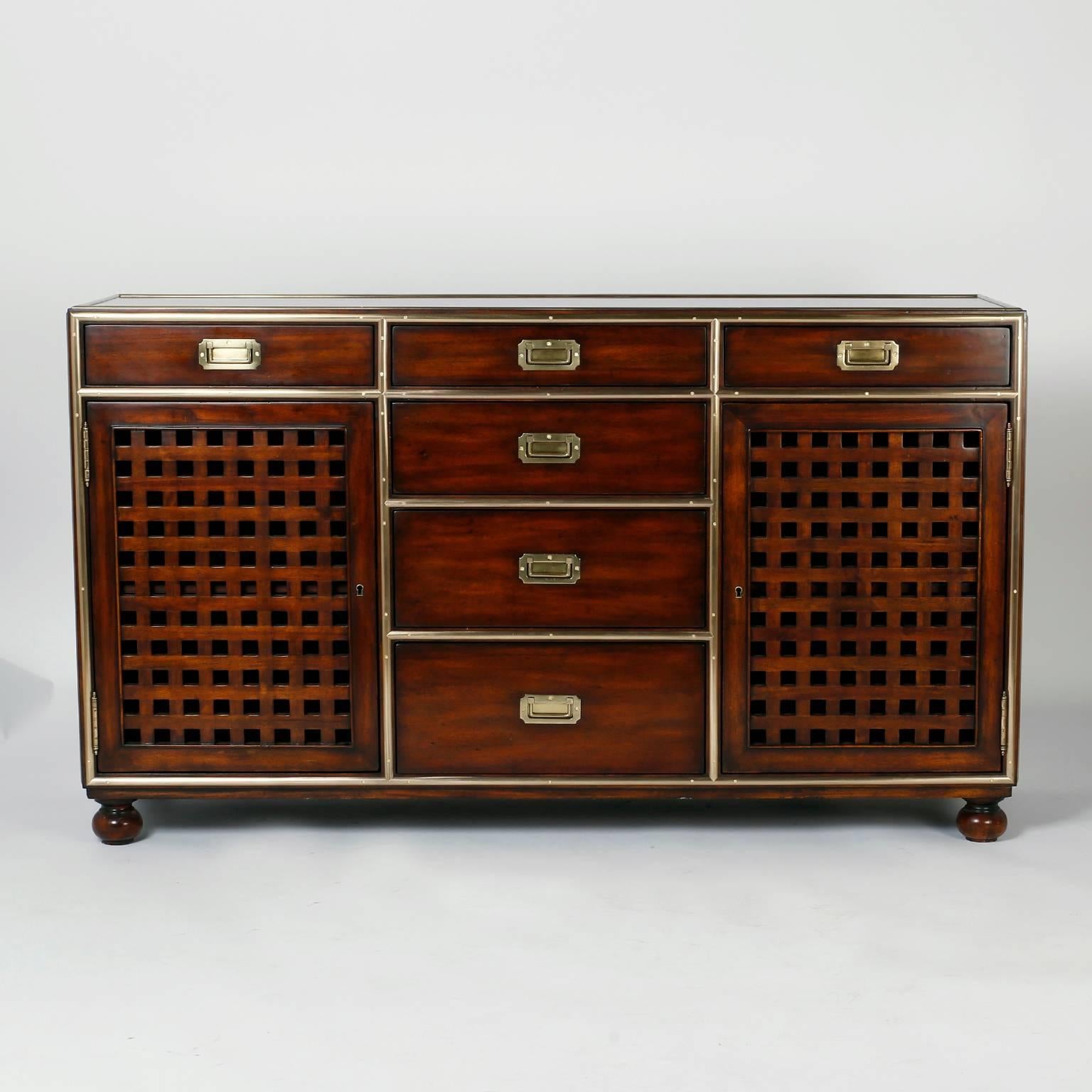 Pair of Campaign Style Credenzas or Cabinets 3