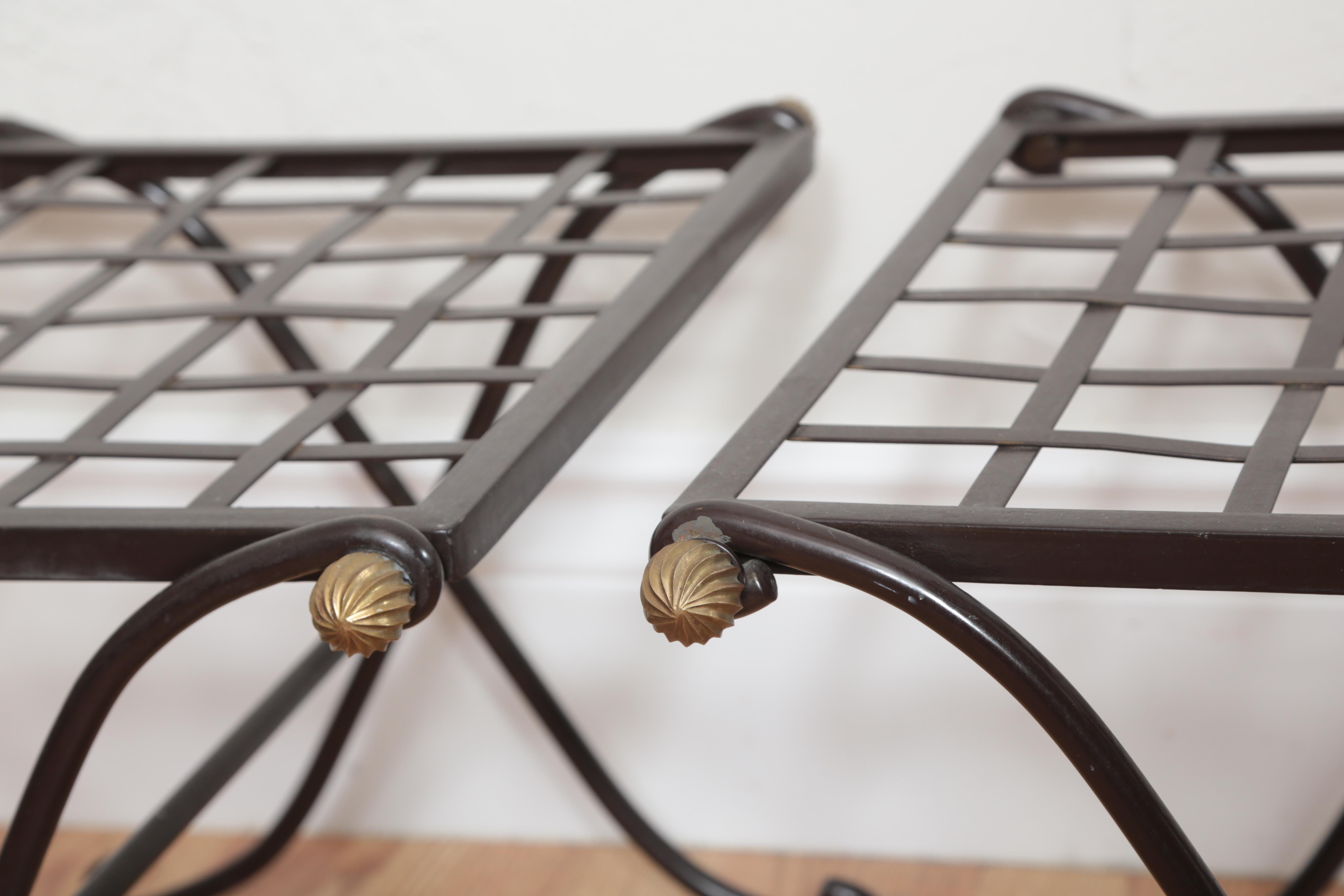 Pair of Campaign Style Iron Benches 4