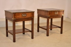 Pair of Campaign Style Mahogany Side Tables, Circa 1960's