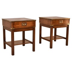 Pair of Campaign Style Mahogany Side Tables, Circa 1960's