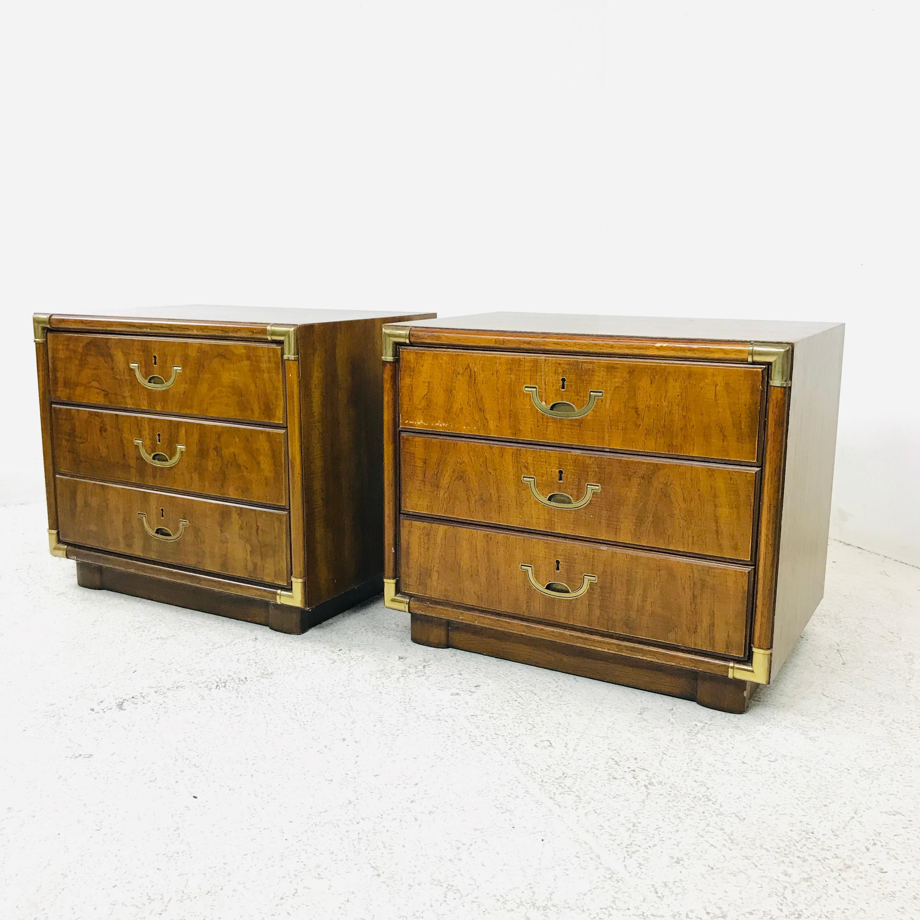Pair of Campaign Style Nightstands 3
