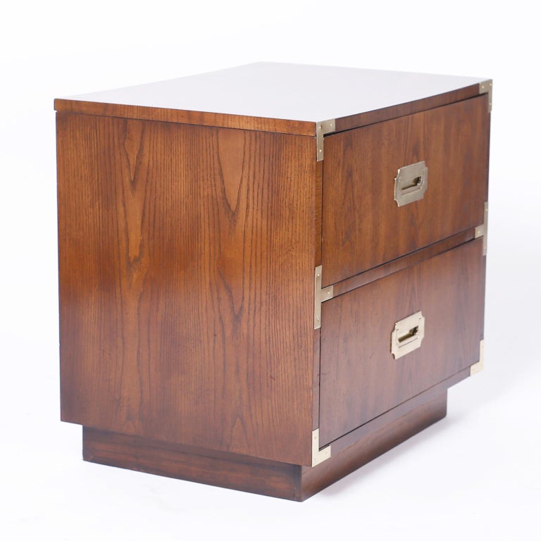 20th Century Pair of Campaign Style Nightstands For Sale
