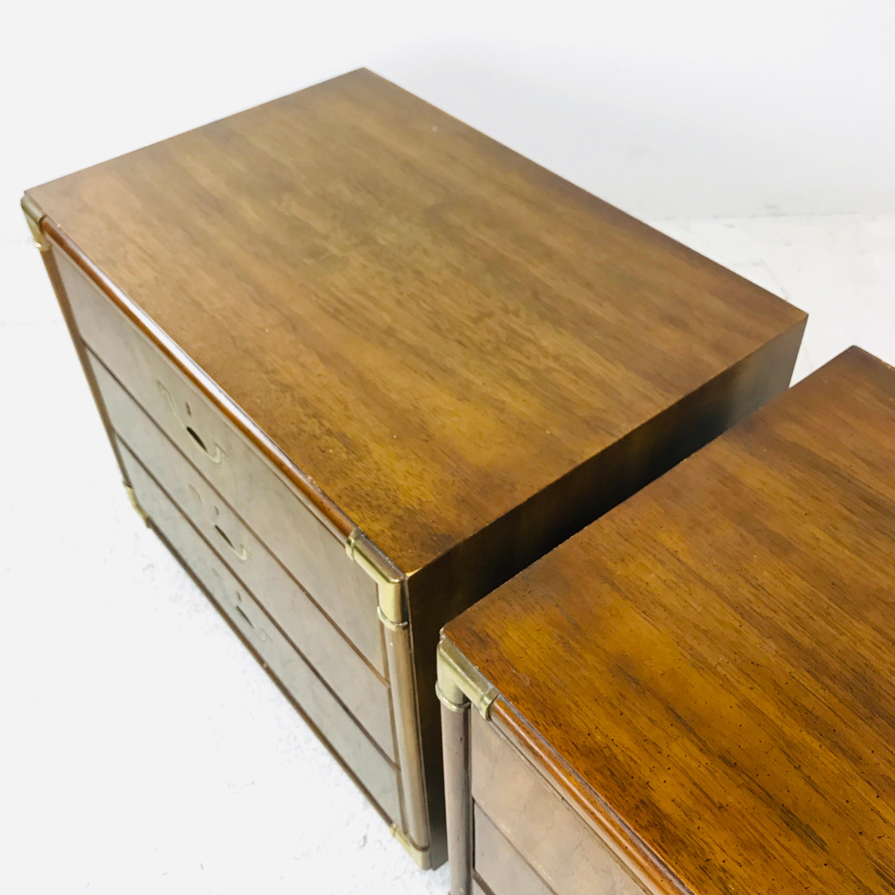 American Pair of Campaign Style Nightstands