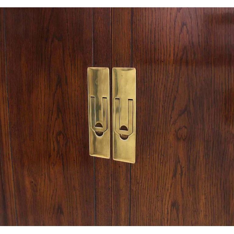 American Pair of Campaign Style Tall Fitted Cabinets by Henredon