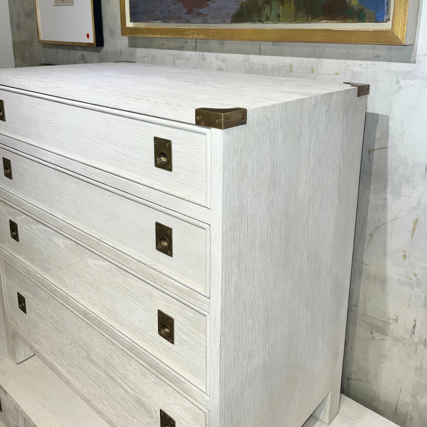 Vietnamese Pair of Campaign Style White Oak Nightstands For Sale