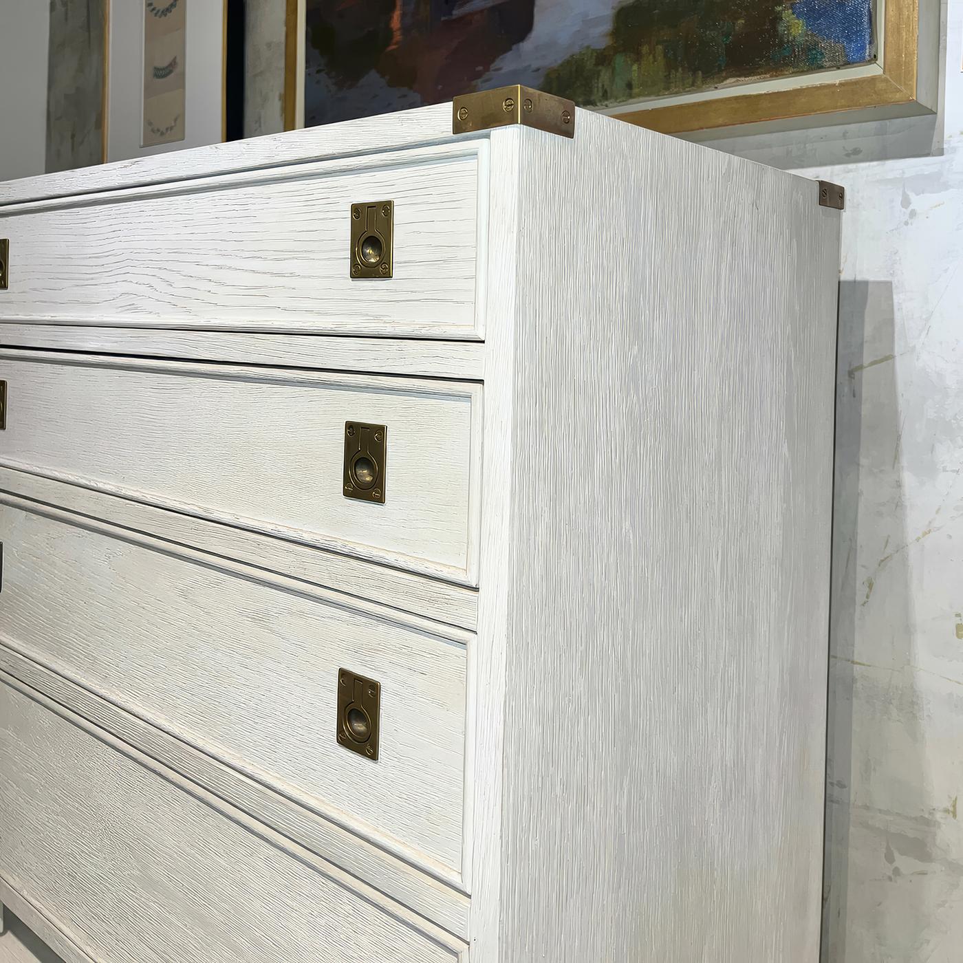 Pair of Campaign Style White Oak Nightstands In New Condition For Sale In Westwood, NJ