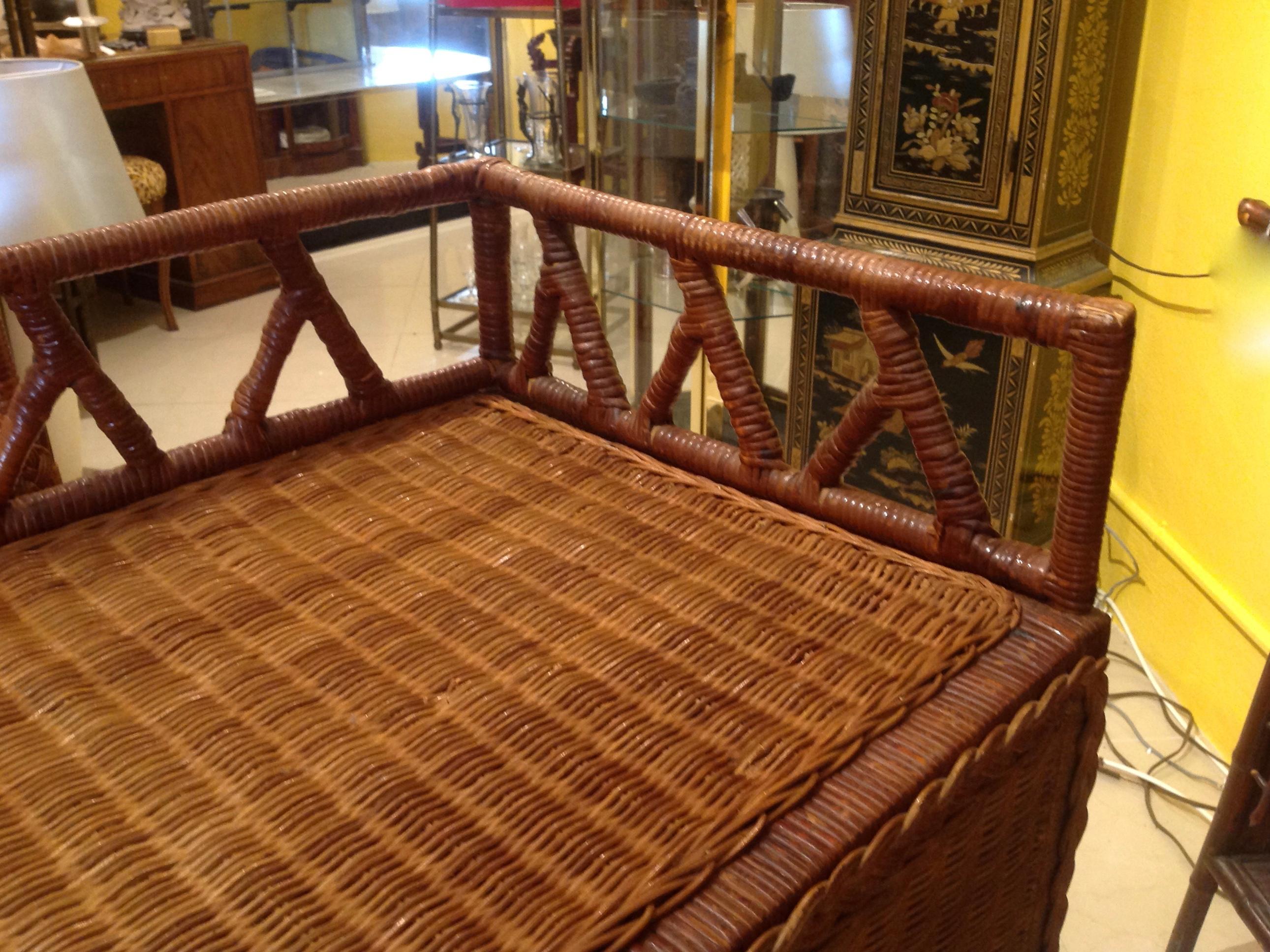Pair of Campaign Style Wicker / Rattan Chests of Drawers 3