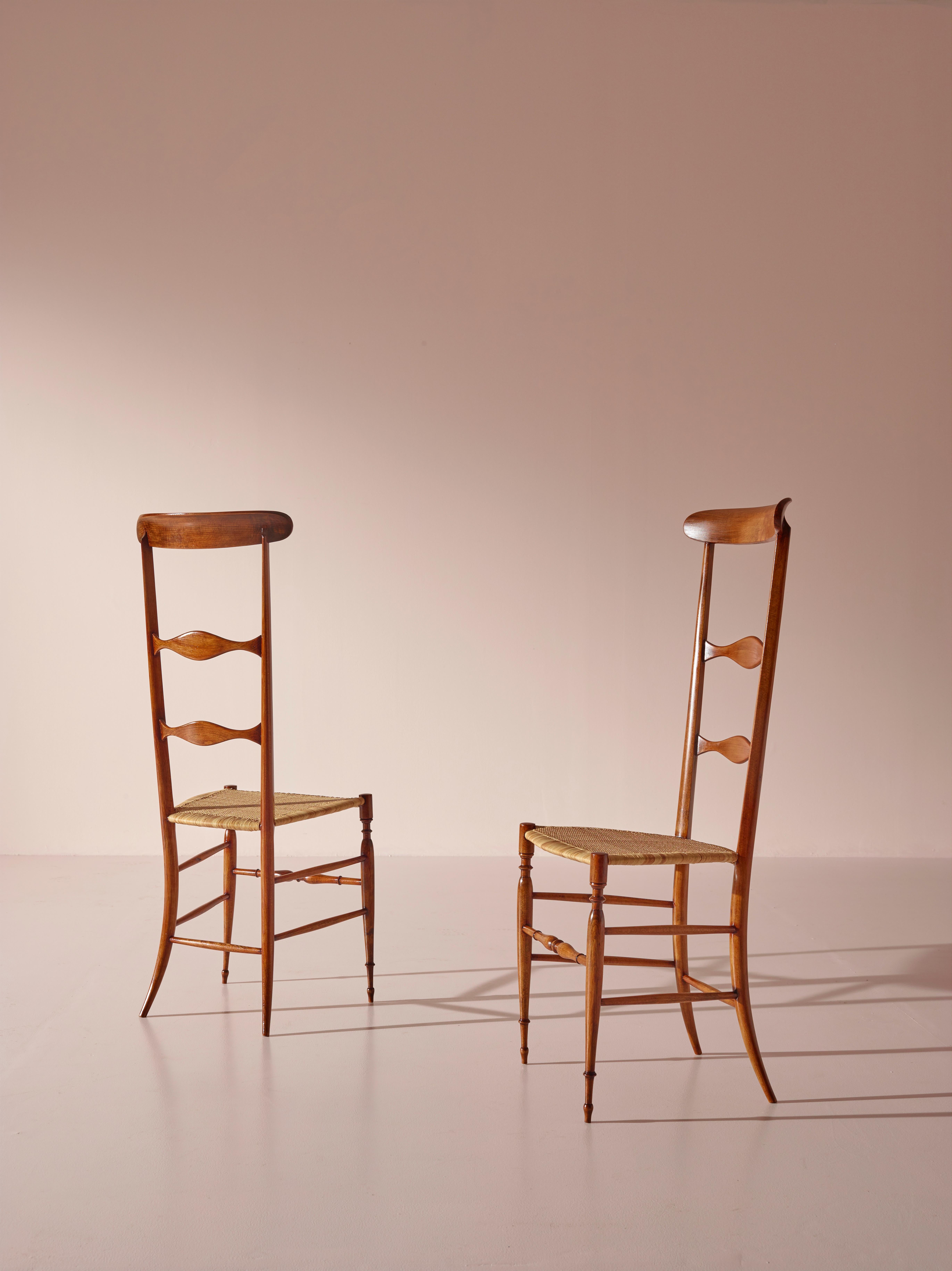 Pair of Campanino High Back Chairs Produced by Sabbadini, Chiavari, Italy, 1960s For Sale 5
