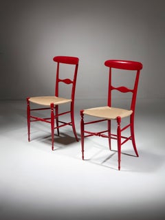 Pair of "Campanino" Wood Chairs by Sanguineti, Italy, 1950s