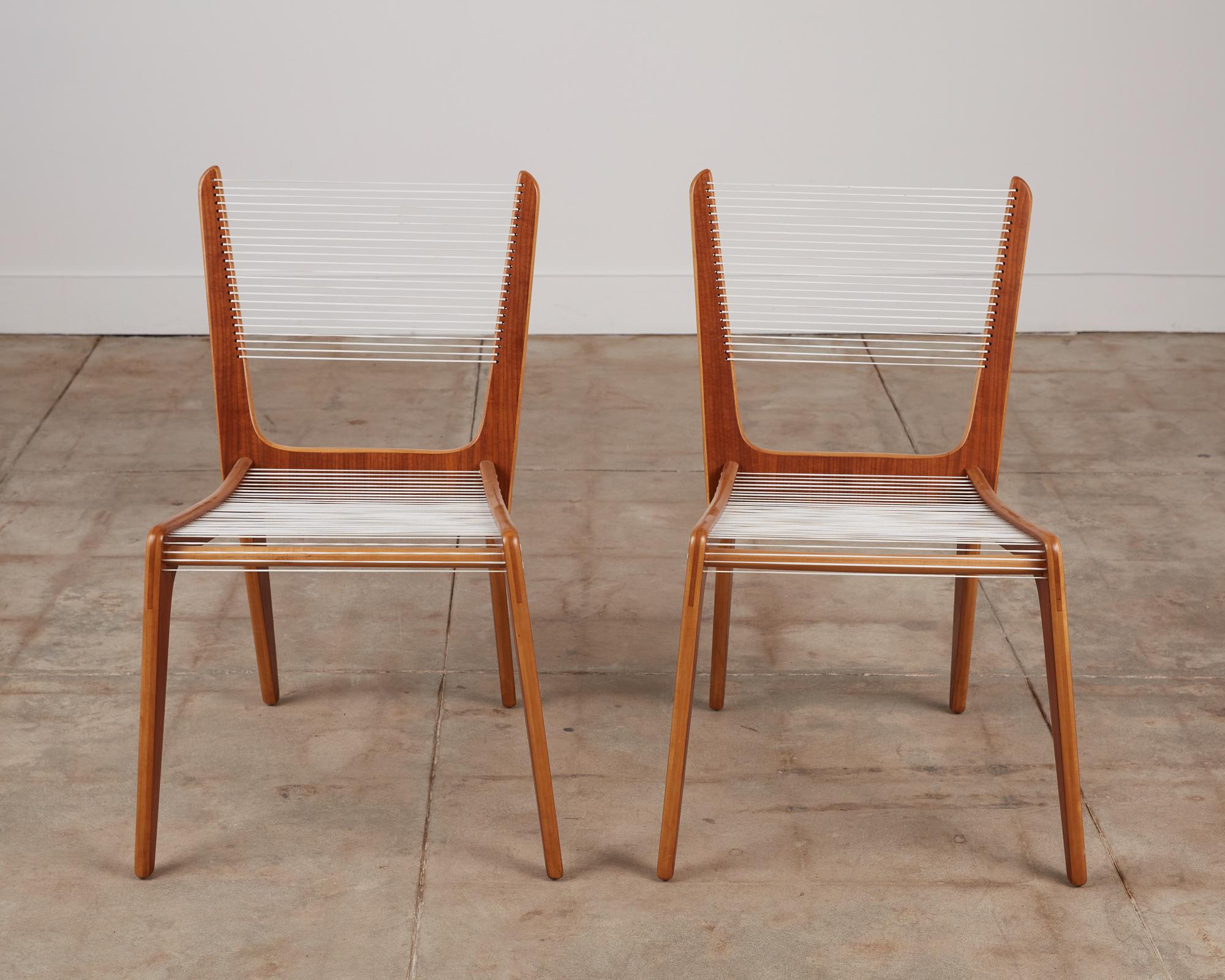 Mid-Century Modern Pair of Canadian Modernist Cord Chairs by Jacques Guillon
