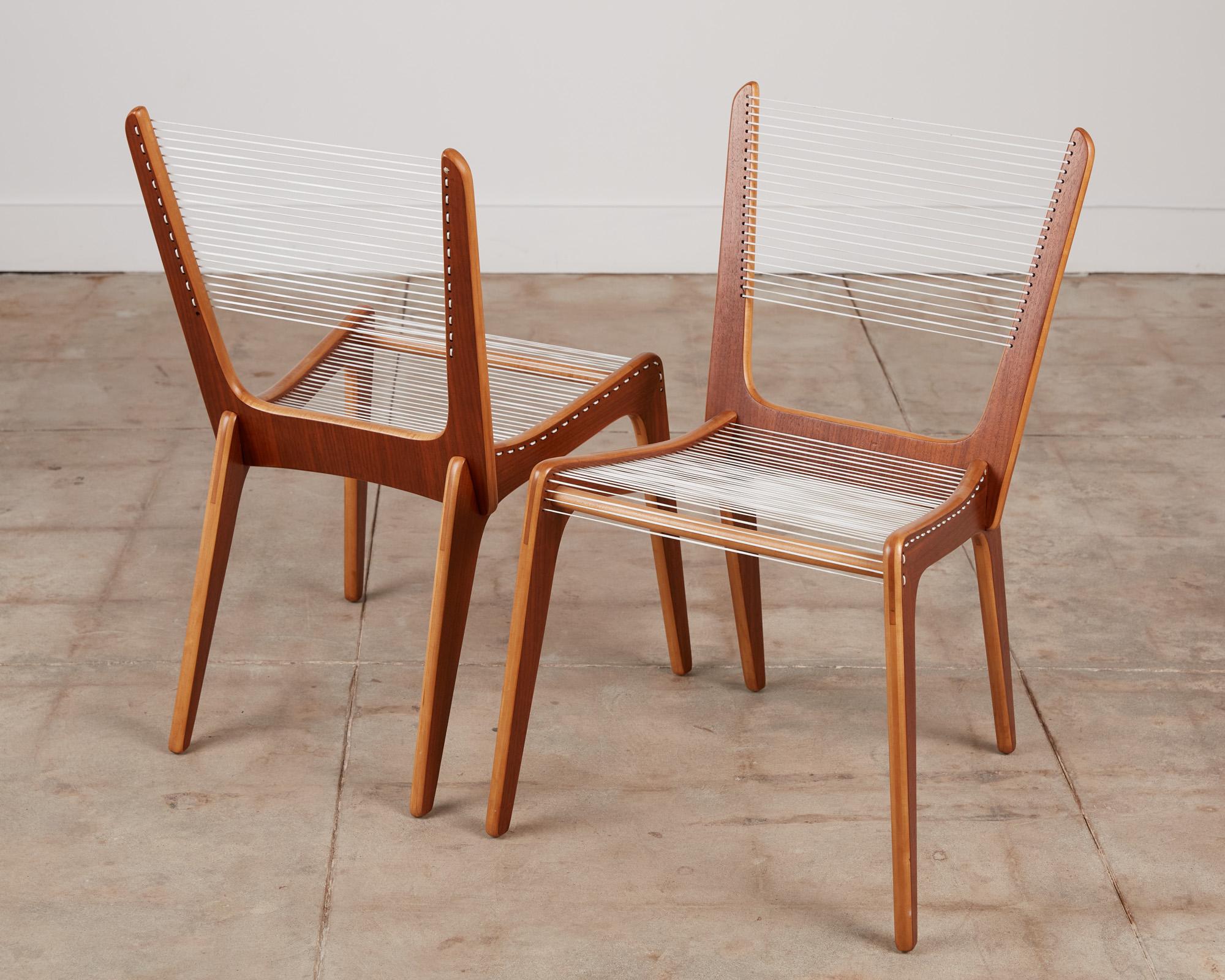 Pair of Canadian Modernist Cord Chairs by Jacques Guillon In Excellent Condition In Los Angeles, CA