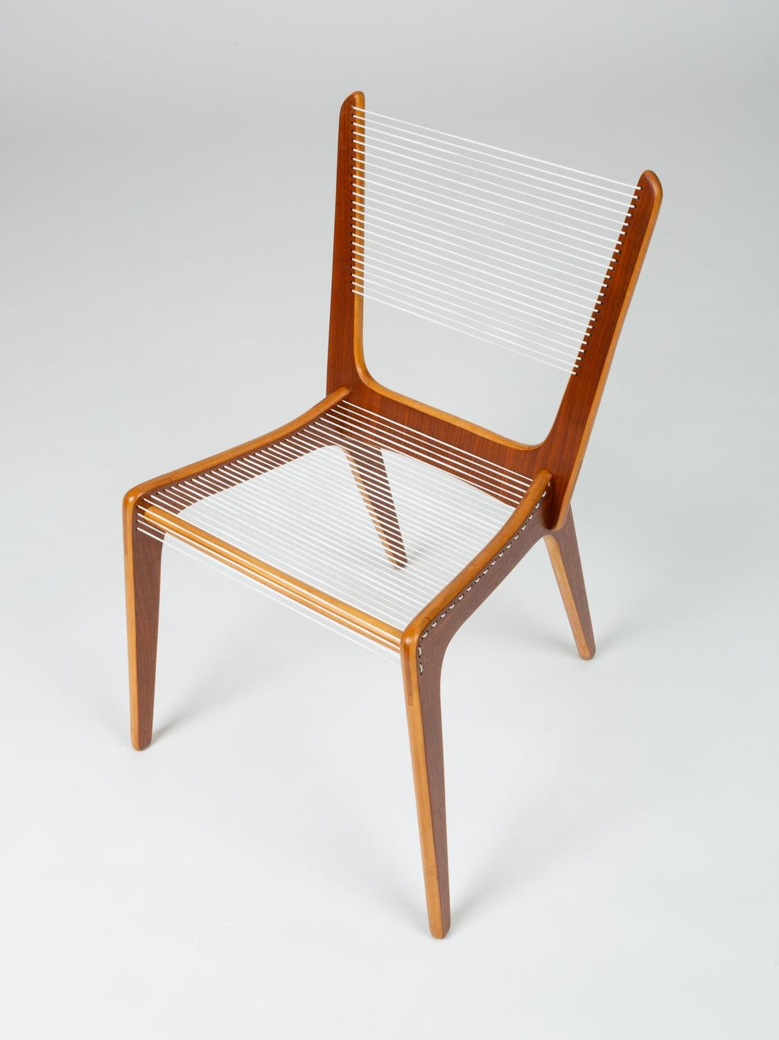 Veneer Pair of Canadian Modernist Cord Chairs by Jacques Guillon