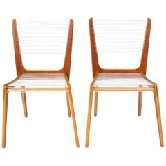Pair of Canadian Modernist Cord Chairs by Jacques Guillon