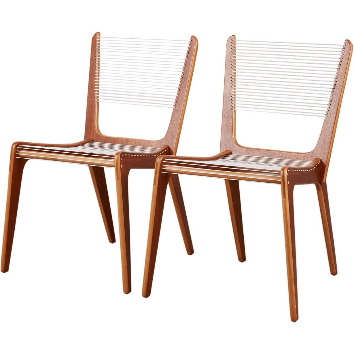 Pair of Canadian Modernist Cord Chairs by Jacques Guillon