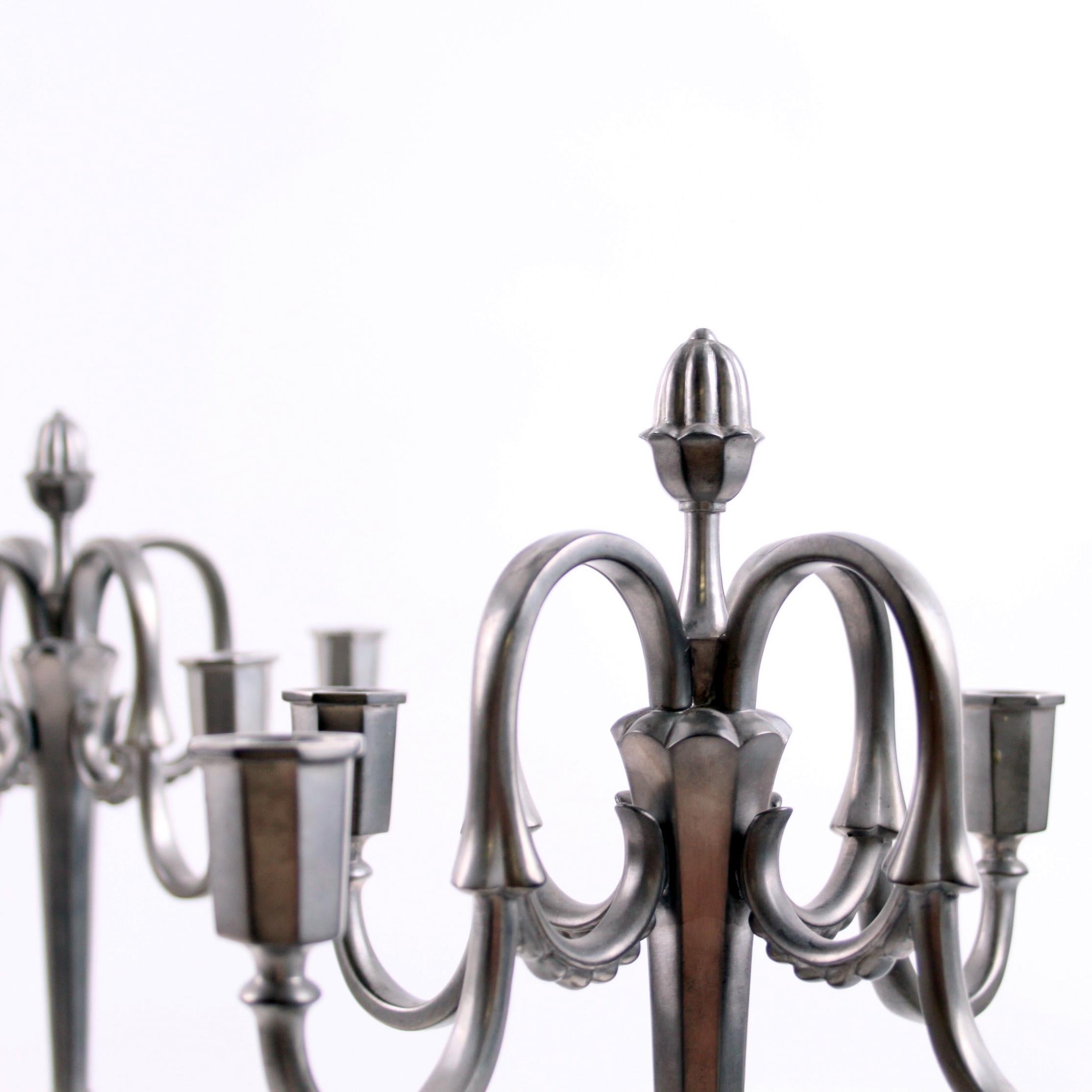 Coppia di candelabri JL Hultman per Svenskt Tenn, peltro, Svezia anni '30 In condizioni buone in vendita a Copenhagen, DK