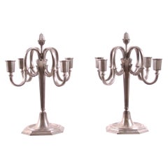 Pareja de candelabros JL Hultman para Svenskt Tenn, Estaño, Suecia Años 30